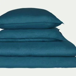 Lot de 2 taies d'oreiller en lin lavé 50x70cm - bleu figuerolles