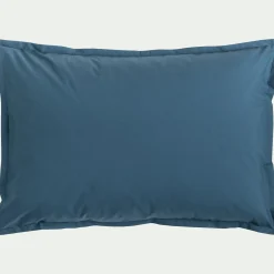 Lot de 2 taies d'oreiller en percale de coton - bleu figuerolles 50x70cm