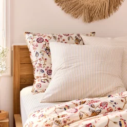 Lot de 2 taies d'oreiller rayées en coton 63x63cm - jaune argan