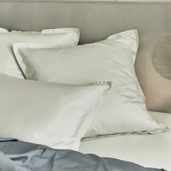 Lot de 2 taies d'oreillers en satin lavé de 65x65cm - vert opaline