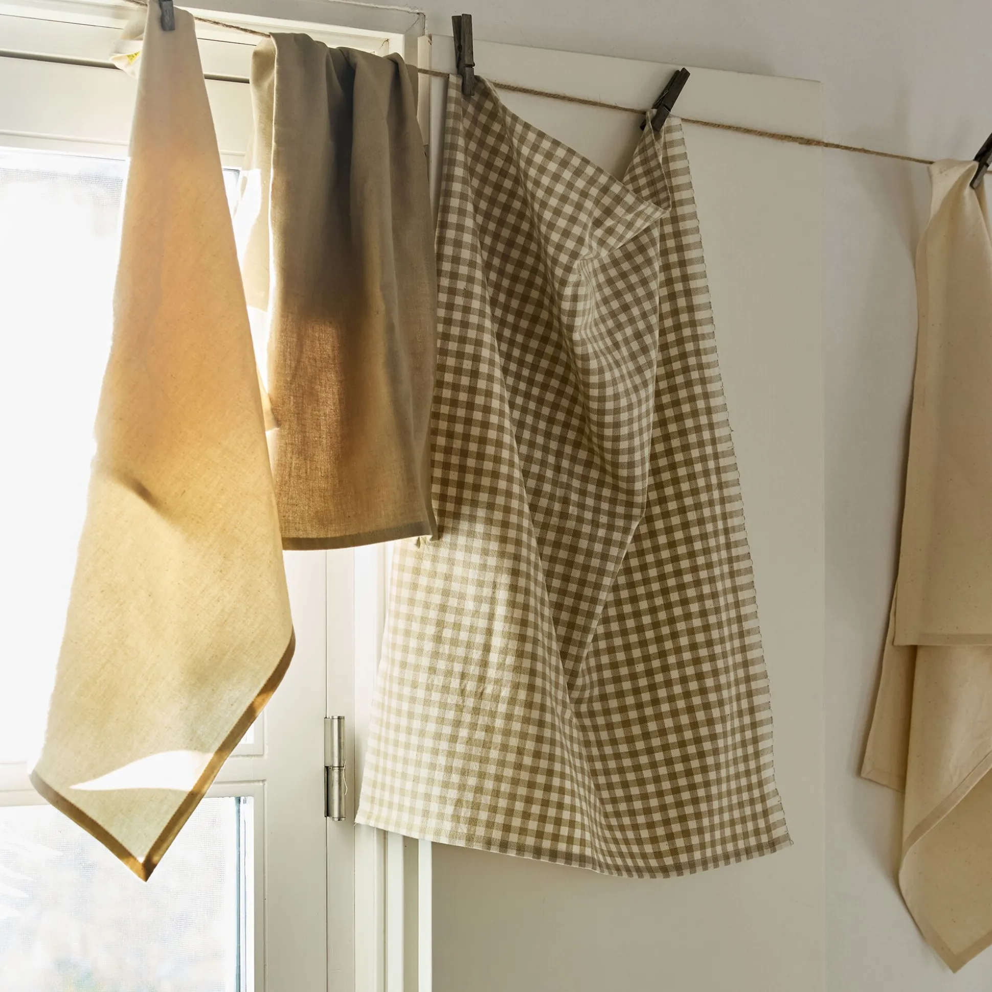 Lot de 3 torchons dépareillés en coton 50x70cm - beige