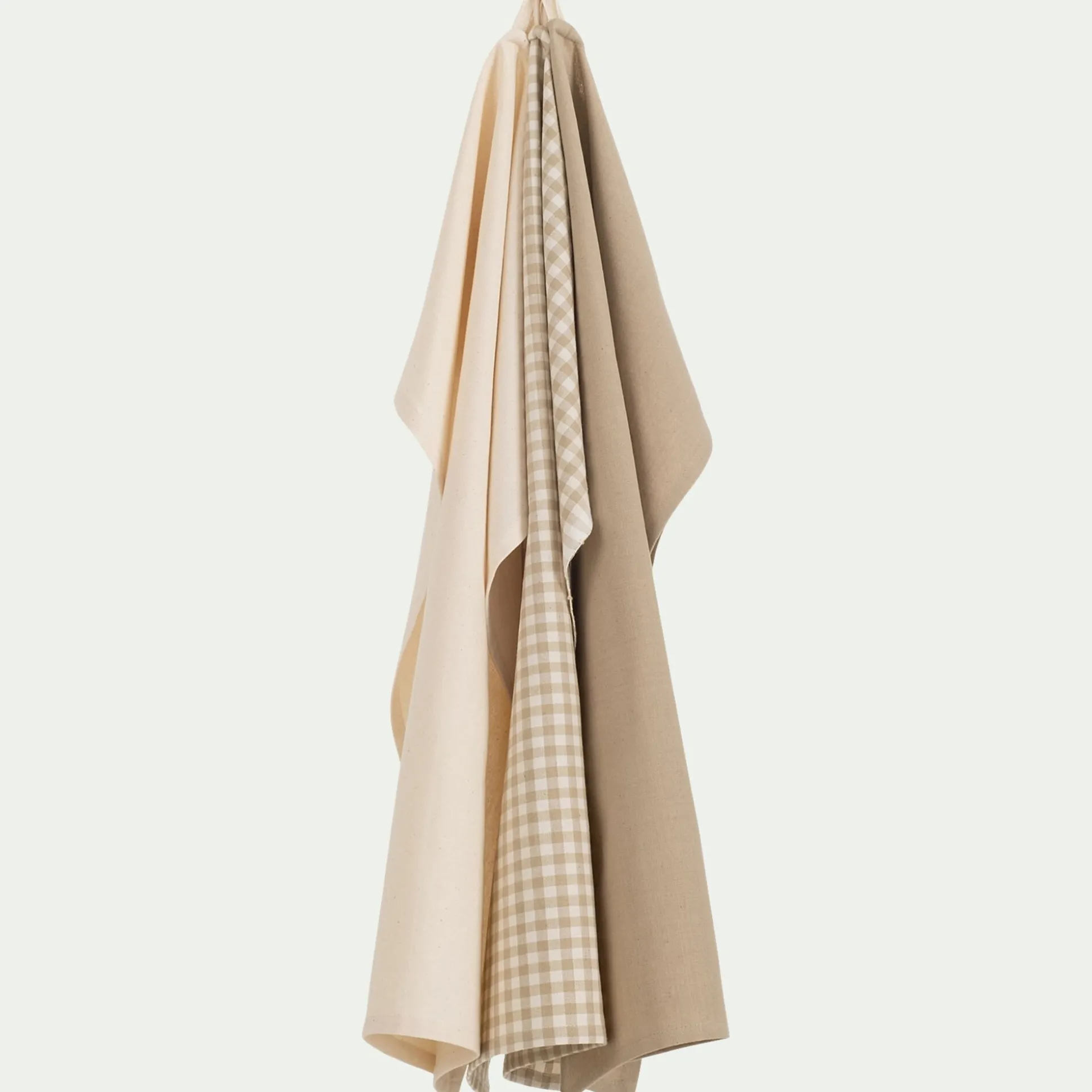 Lot de 3 torchons dépareillés en coton 50x70cm - beige