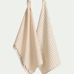 Lot de 2 torchons en coton à motifs 50x70cm - noir