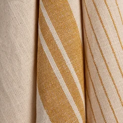Lot de 3 torchons rayés en coton - beige et jaune 50x70cm