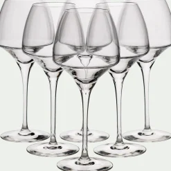 Lot de 6 verres à pied en cristallin 40cl - transparent