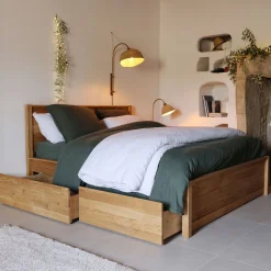 Lot de deux tiroirs de rangement en bois pour lit RENO - bois clair