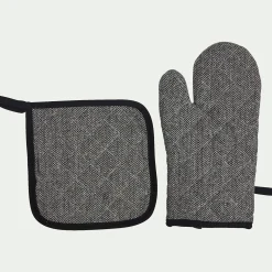 Lot de manique et gant - gris anthracite