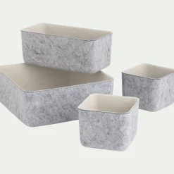 Lot de paniers de rangement en feutrine - gris
