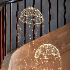 Lustre méduse en fer H100xD27cm - jaune