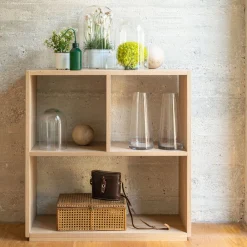 Meuble bas à 3 cases en chêne - bois clair