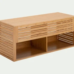Meuble double sous vasque murale en bambou - L120cm