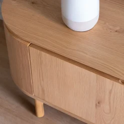 Meuble tv ovale en bois - bois clair L180xl45xH48cm