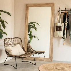 Miroir en bois de chêne strié 90x150cm - naturel