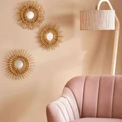 Miroir fleur en rotin D35cm - naturel