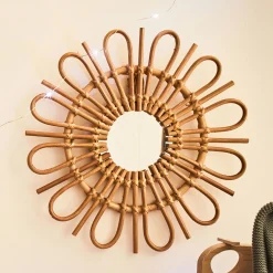 Miroir fleur en rotin D35cm - naturel