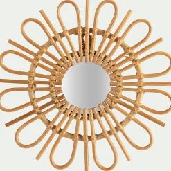 Miroir fleur en rotin D35cm - naturel