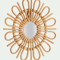 Miroir fleur en rotin D35cm - naturel