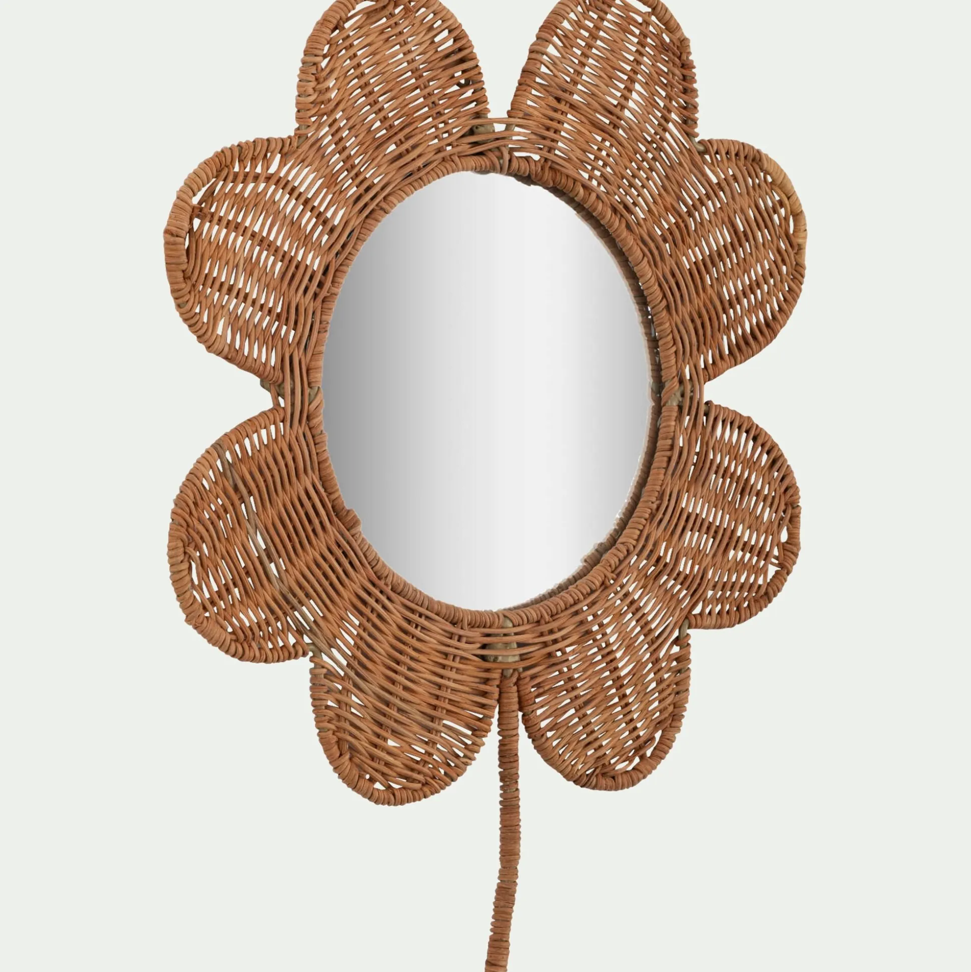 Miroir forme trèfle en rotin H41cm - naturel