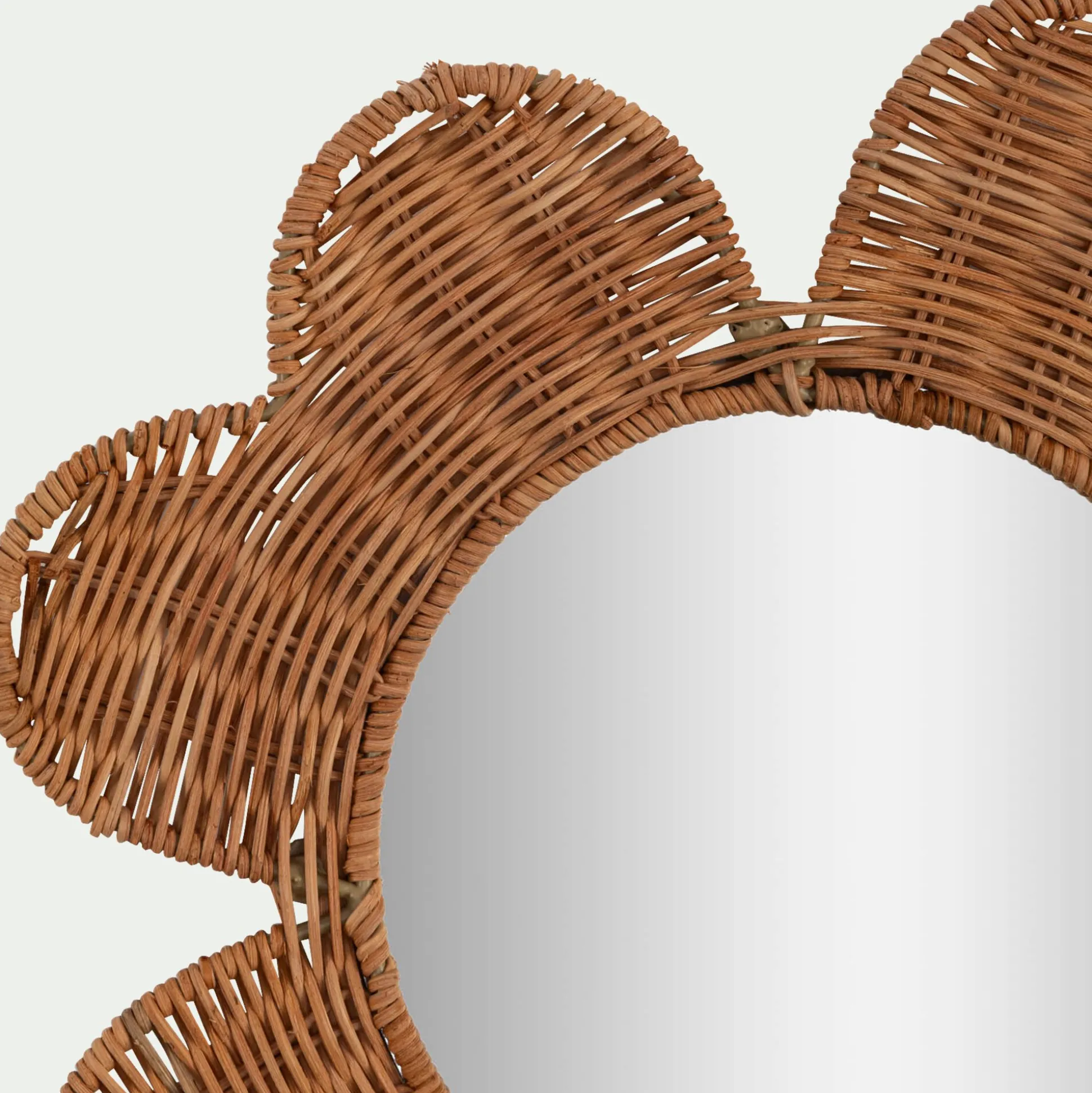 Miroir forme trèfle en rotin H41cm - naturel