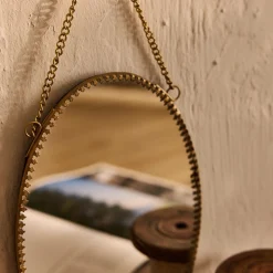 Miroir mural ovale en laiton 15x22,5cm - doré