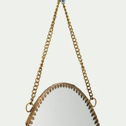 Miroir mural ovale en laiton 15x22,5cm - doré