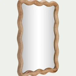 Miroir ondulé en bois de manguier 51x63cm - bois clair