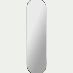 Miroir ovale en métal reflets bleutés - noir 30x120cm