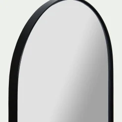 Miroir ovale en métal reflets bleutés - noir 30x120cm