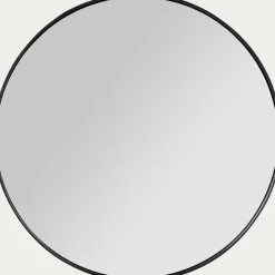 Miroir rond en bois D50cm - noir