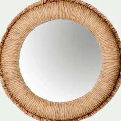 Miroir rond en jacinthe d'eau D61cm - naturel