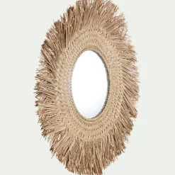 Miroir rond en jonc de mer - naturel D100cm