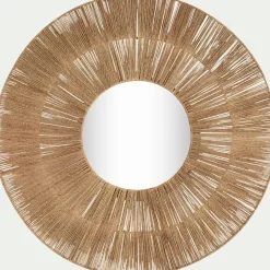 Miroir rond en jute D100cm - naturel