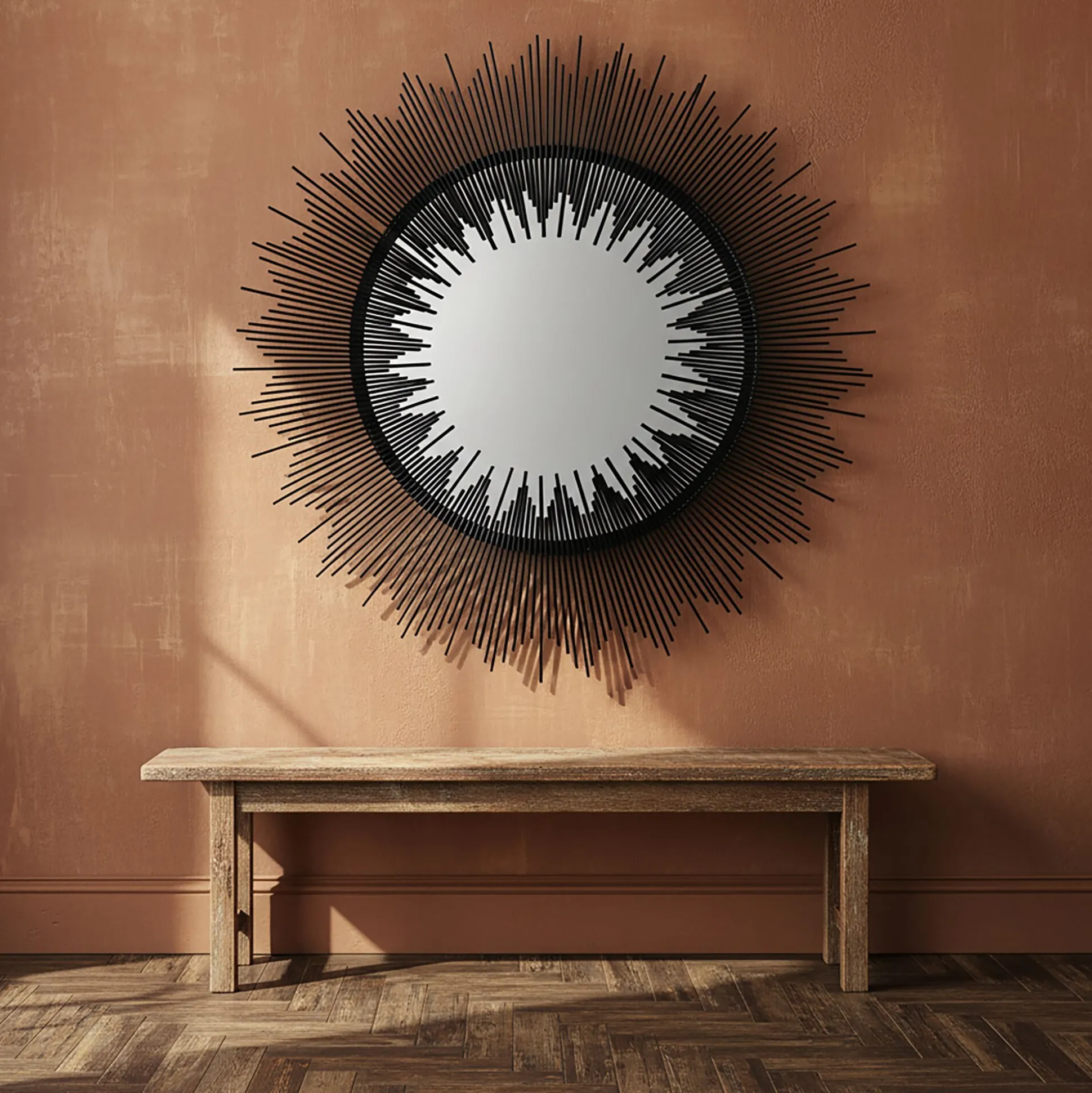 Miroir soleil en acier et verre - gris D81cm