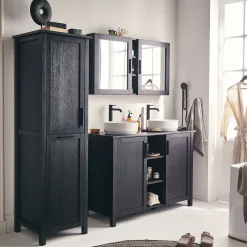 Miroirs rectangulaires double de salle de bain en bois de cèdre - L110cm