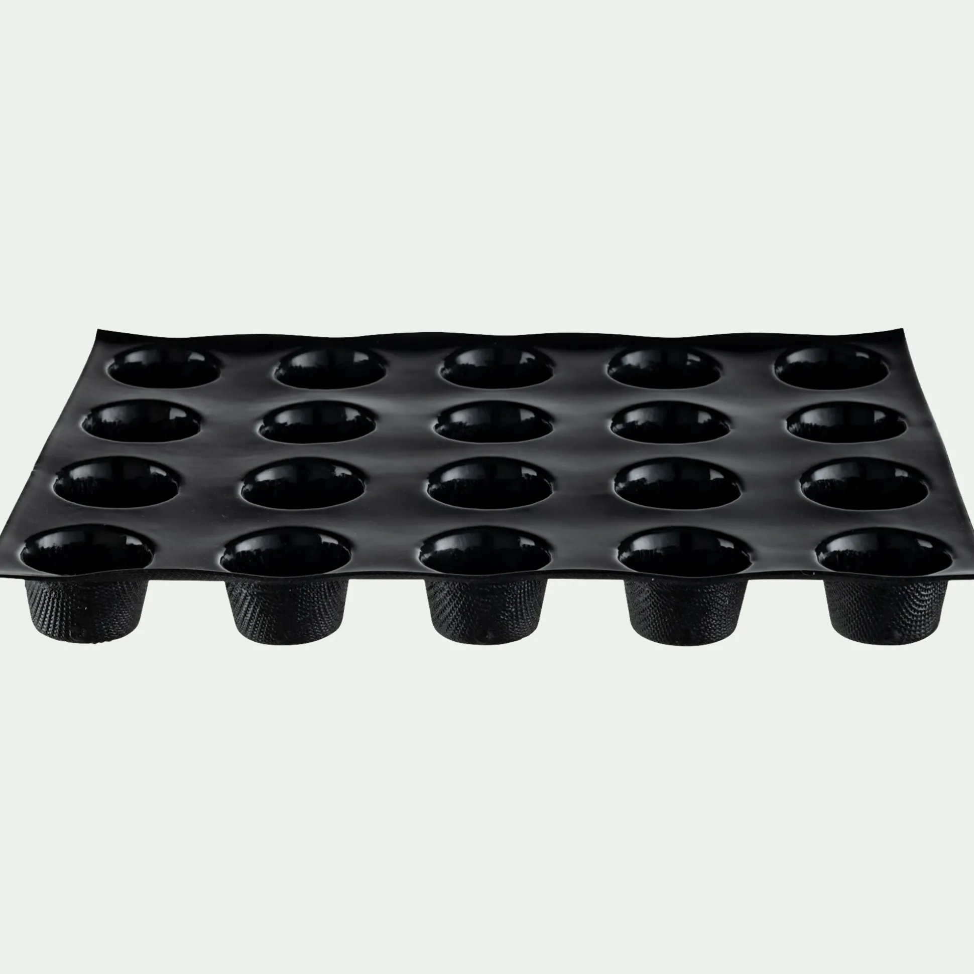 Moule pour 20 muffins en fibre de verre et silicone - noir