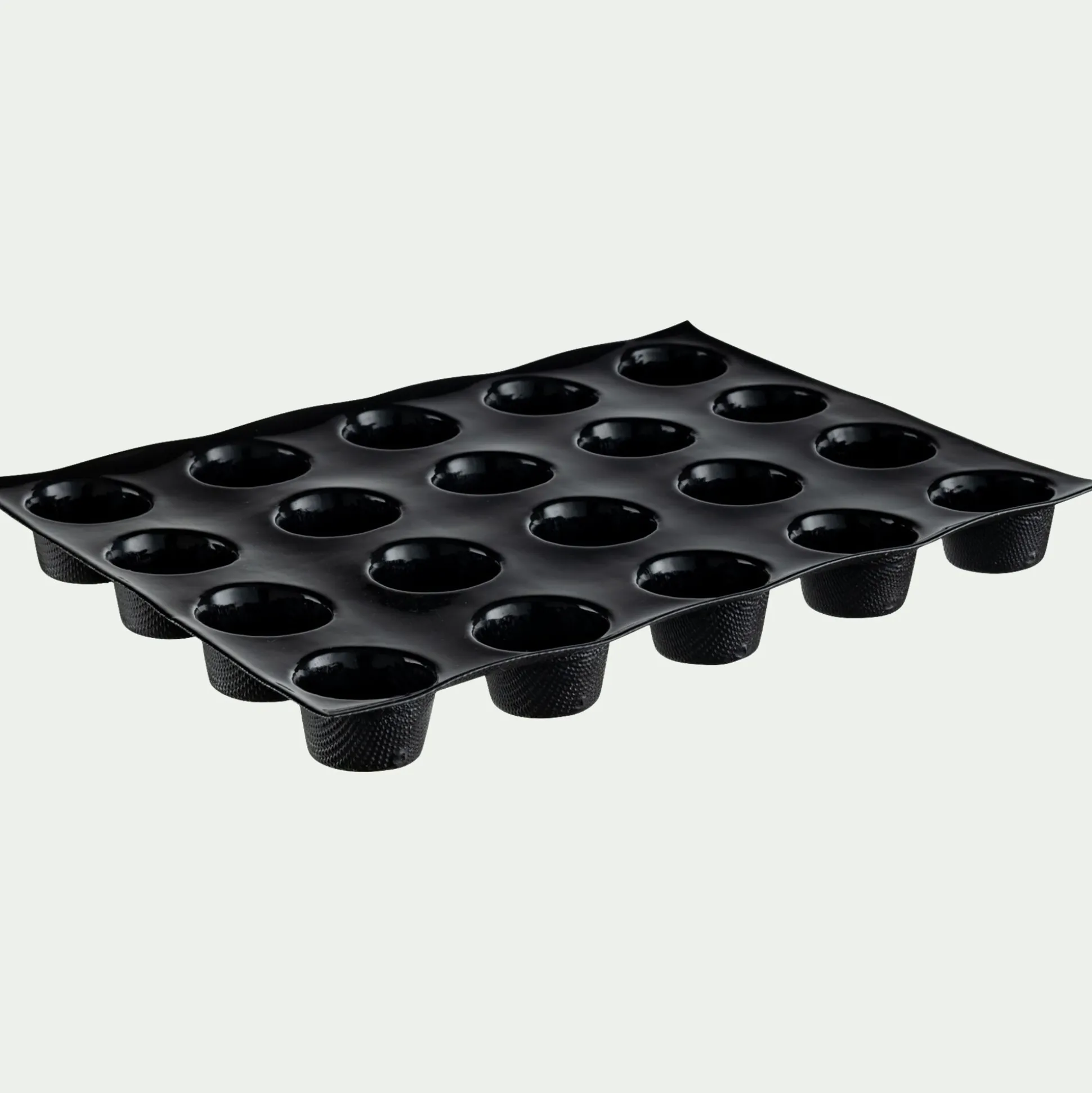Moule pour 20 muffins en fibre de verre et silicone - noir