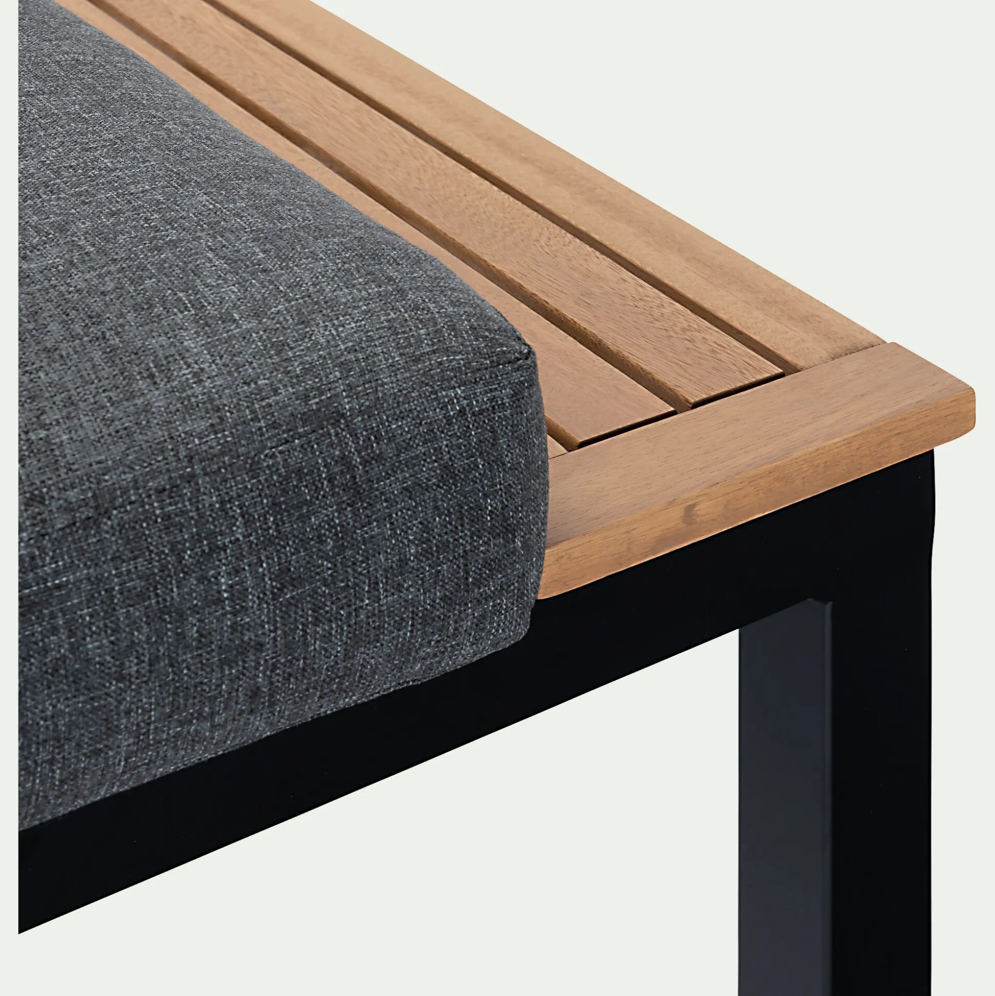 Méridienne de jardin en aluminium et eucalyptus - noir (2 places)