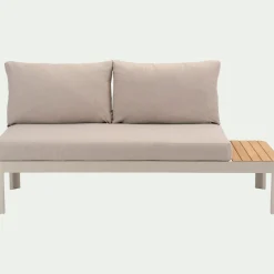 Méridienne de jardin modulable en teck - beige ( 2 places)