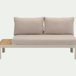 Méridienne de jardin modulable en teck - beige ( 2 places)