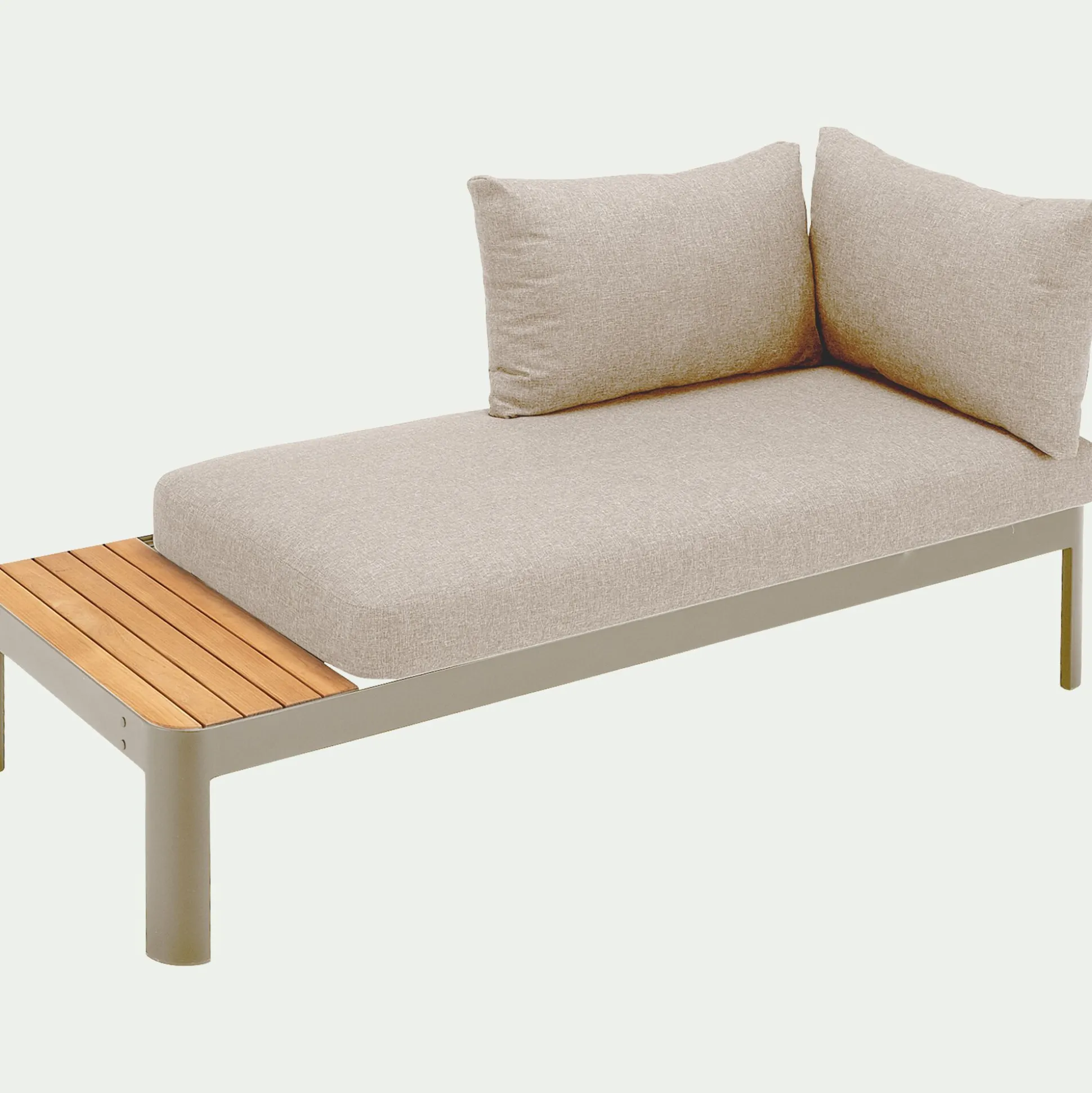Méridienne de jardin modulable en teck - beige ( 2 places)