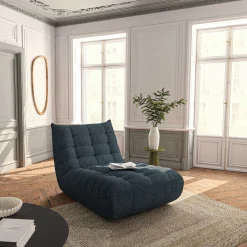 Méridienne en tissu chenille - bleu marine