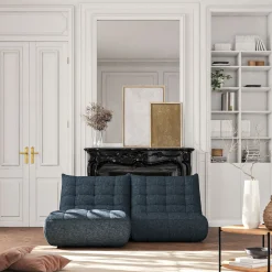 Méridienne en tissu chenille - bleu marine