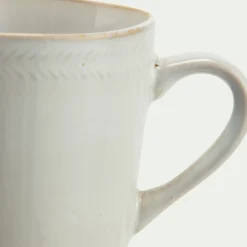 Mug en grès avec liseré beige 47cl - blanc ventoux