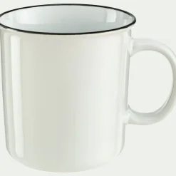 Mug en grès avec liseré noir 68cl - blanc