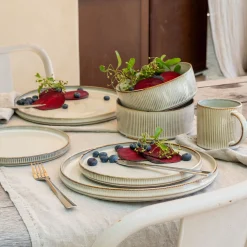 Mug strié en grès 40cl - beige