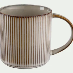 Mug strié en grès 40cl - beige
