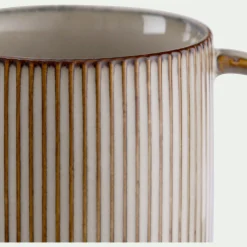 Mug strié en grès 40cl - beige