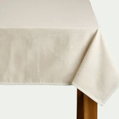 Nappe en coton finition biais bicolore 150x250cm - beige