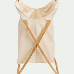 Panier à linge en polycoton et bambou H67xL46cm - blanc