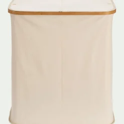 Panier à linge en polycoton et bambou H60xL54cm - blanc